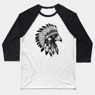 head of a raven wearing a traditional Indian feather headdress Baseball T-Shirt